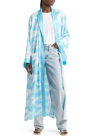 Dressed in Lala Tie Waist Satin Overlay in Clouds at Nordstrom, Size Small