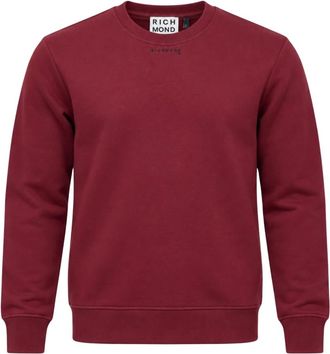 John Richmond Bordeaux ronde hals sweater met mini logo - Heren - Sweatshirts - Rood - S - Hoodies & sweatvesten