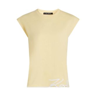 Karl Lagerfeld Tops, Dames, Geel, S, Tanktop met Zoom