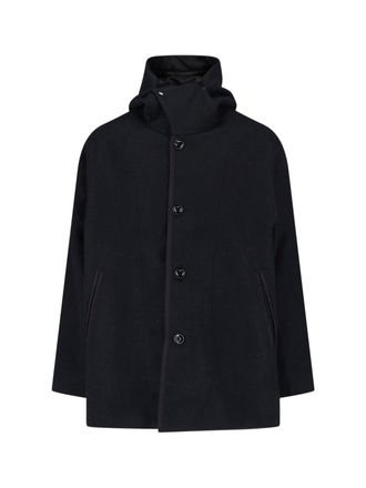 Our Legacy Reversible Black Virgin Wool Jacket With Adjustable Hood