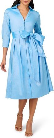 Adrianna Papell Stretch Taffeta Midi Shirtdress in Bluebell at Nordstrom, Size 10