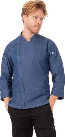Chef Works Mens Gramercy Denim Chef Coat Jacket, Indigo Blue, L