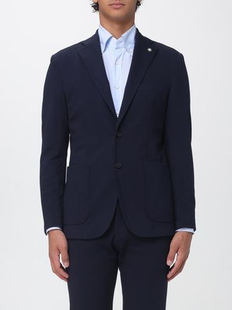 Manuel Ritz Blazer monopetto in tessuto tecnico con tasche a toppa