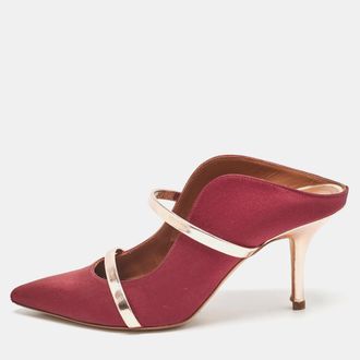 Malone Souliers Burgundy Leather And Satin Maureen Pumps