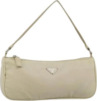 Prada Pre-owned Nylon Accessoire Pouch - Dames - Vintage Schoudertas - Beige - ONE Size - Nylon - Vintage