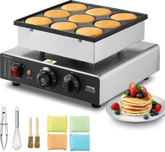 OEM Mini-pfannkuchenmaker Kommerzielle Dutch Mini Pfannkuchen Maschine, 9 Stk., 76 Mm Durchmesser, Dorayaki-backmaschine, 850 W, Temperatur- Und Zeitregel