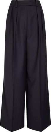 Anine Bing Lou Wide-leg Woven Trousers - Navy - 10 (UK14 / L)