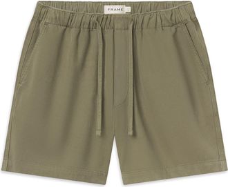 Frame Denim Cotton Canvas Drawstring Shorts in Military Khaki at Nordstrom, Size X-Large