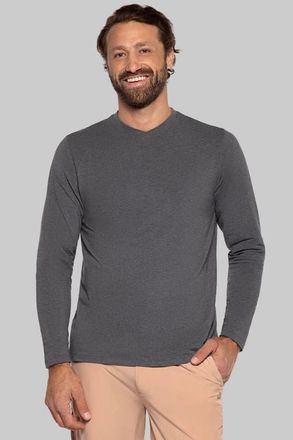 Coolibar Mens V-Neck Long Sleeve T-Shirt - UPF 50+ Sun Protection - Morada in Charcoal Heather at Nordstrom, Size Xx-Large