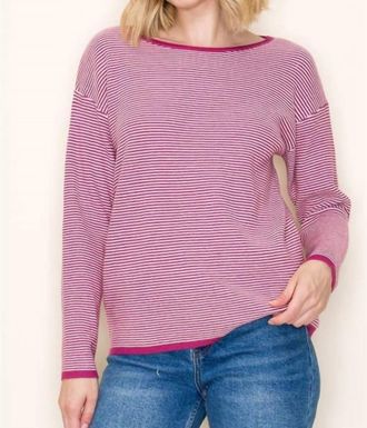 Staccato Ayers Boatneck Long Sleeves Sweater In Berry