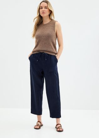 Contemporaine Womens XL pockets pure linen pant Fit: Slim leg, high rise