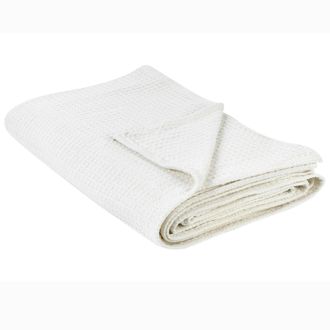 Beliani Beliani - Colcha Con Patr&oacute;n Liso Cubrecama Algod&oacute;n 220 X 240 Cm Beige Claro Ragala