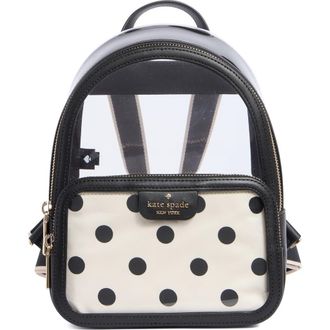 Kate Spade New York clare clear backpack with raining dot pouch in Black Multi at Nordstrom Rack