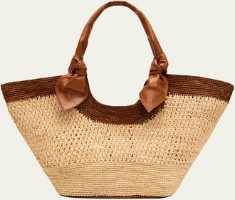 Hereu Fonol Bicolor Crochet Raffia Tote Bag