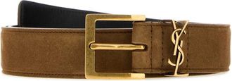 Saint Laurent Brown Textured Buckle Belt