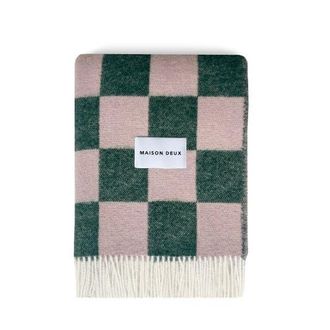 Maison Deux Checkerboard Blanket in Medium Green at Nordstrom