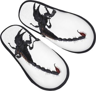 Generic Fluffy Slippers Scorpion Pattern Reusable Fleece Slippers Cozy Anti-Slide Slipper For Room Holiday Winter M