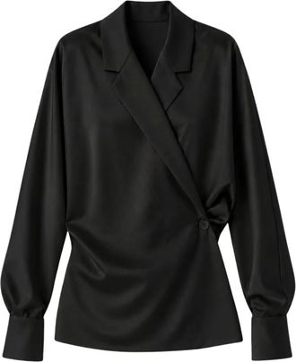 Meimeij Camisa Cruzada con Cuello Revere - Blouses & Shirts - Mujer - Negro - L