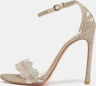 Stuart Weitzman Metallic Gold Glitter Ankle Strap Sandals