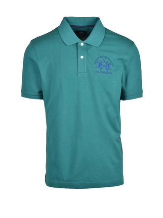 La Martina Green Stretch Cotton Polo Shirt