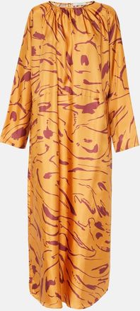 Asceno Valencia printed silk maxi dress