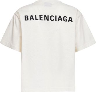 Balenciaga Womens Crewneck T-Shirt Ivory Cotton T-Shirts & Jerseys