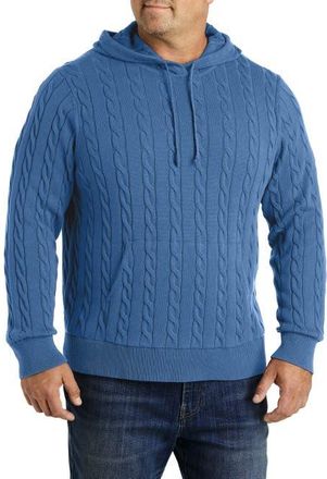Brooks Brothers Big & Tall Cable Knit Hoodie in Moonlight Blue at Nordstrom, Size 2X Big