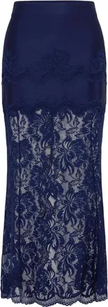 Paco Rabanne Lace Midi Skirt - female - Rabanne - Maxi Skirts - Blue - 2XS - Skirts