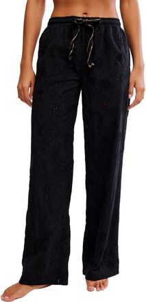 Free People Day Drift Eyelet Pajama Pants in Black at Nordstrom, Size X-Large