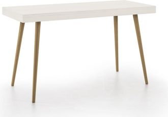 HOGAR 24 Escritorio de madera maciza natural, color blanco y encerado