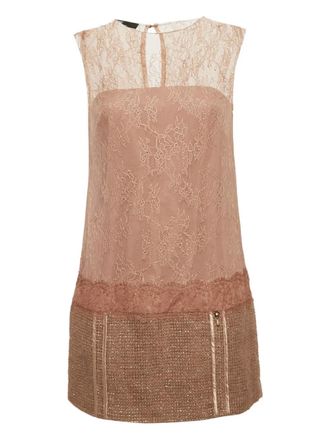 Elisabetta Franchi Abito corto con inserti - Marrone