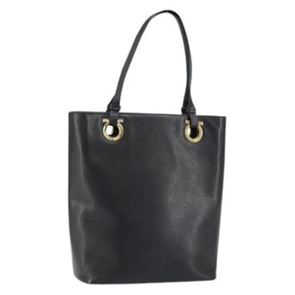 Ferragamo Pre-owned Tote Bags, female, Black, Size: ONE SIZE Pre-owned Leather Tote Bag