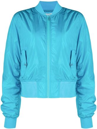 Off-white Diag-stripe print bomber jacket - women - Viscose/Cupro/Polyamide/Polyester - 36 - Blue