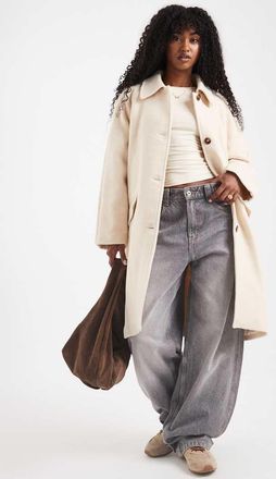 Asos Trench lunghezza media color latticello con fodera trapuntata-Giallo