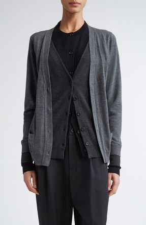 Monse Trompe lOeil Triple Layer Cardigan in Black/Grey at Nordstrom, Size X-Small