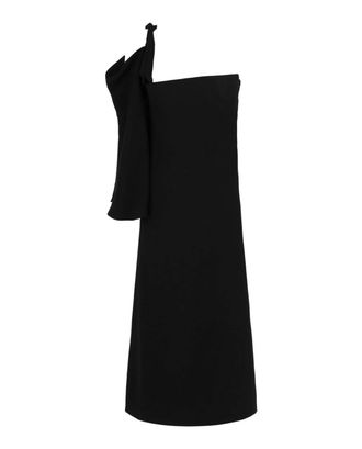 Ferragamo Womens One-Shoulder Midi Dress In Black