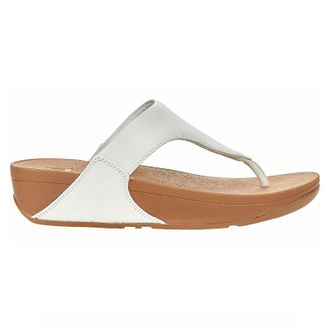 FitFlop Lulu Toe Post Leather Womens Wedge Sole Sandals - White - Size:UK 6.5