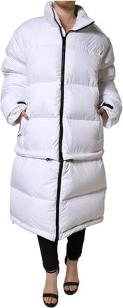 Dolce & Gabbana Witte Gewatteerde Pufferjas met Logo - Dames - Parka Jassen - Wit - S - Polyester - Jassen