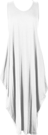 Generic New Womens Ladies Italian Lagenlook Tulip Parachute Stretchy Dress Long Tunic Top, White-, One Size (Fits 8-18)