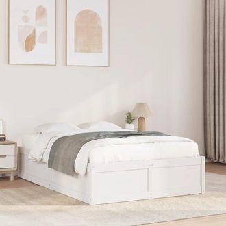 Berkfield Home Bed Frame without Mattress White 135x190 cm Double Solid Wood Pine