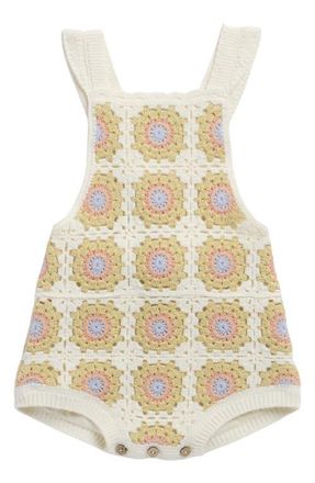 Rylee + Cru Citron Daisy Granny Square Romper in Ivory at Nordstrom, Size 18-24M