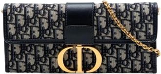 Dior Pre-owned The Montaigne Schoudertas - Dames - Vintage Clutch - Blauw - ONE Size - Leer - Vintage