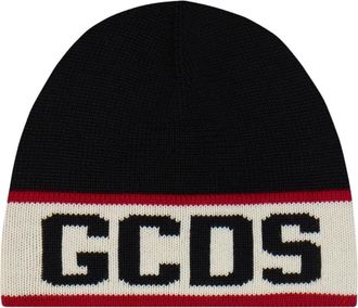 GCDS Band Beanie - Dames - Hoeden - Zwart - ONE Size - Wol - Accessoires