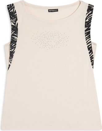 Freddy T-shirt senza maniche con dettagli dorati e animalier