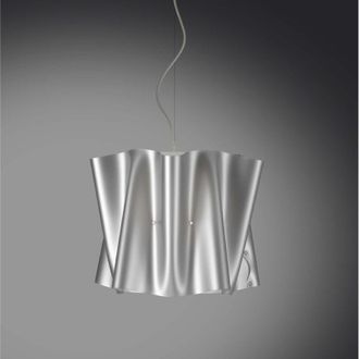 Linea Zero L&aacute;mpara De Suspensi&oacute;n Cinco Luces Folio Pantalla Polilux Plata Di&aacute;metro 60x H32 Cm