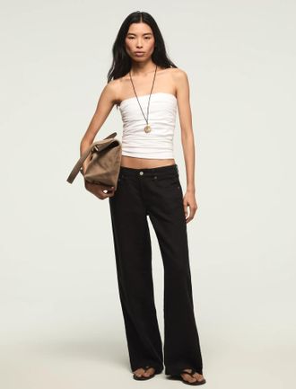 Lucky Brand Womens Baggy Linen Wide Leg Pant