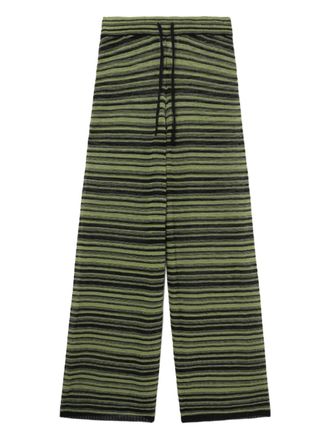 Ganni striped-pattern trousers - women - Polyamide/Cotton - S - Black