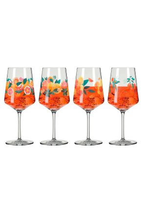 Ritzenhoff Gläserset, Gelb, Orange, Transparent, Glas, 4-teilig, 544 ml, 22.5 cm, Made in Germany, FSC MIX, Gläser, Gläsersets