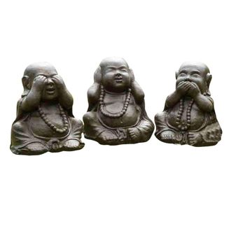 Wanda Collection Estatuas de buda sabidur&iacute;a p&aacute;tina marr&oacute;n envejecido 40 cm