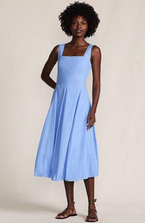 Lands End Sleeveless Cambric Bubble Hem Midi Dress in Clear Blue Sky at Nordstrom, Size X-Large